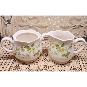 Vintage Sears Petite Flora Ironstone Creamer and Sugar Set Japan 4009